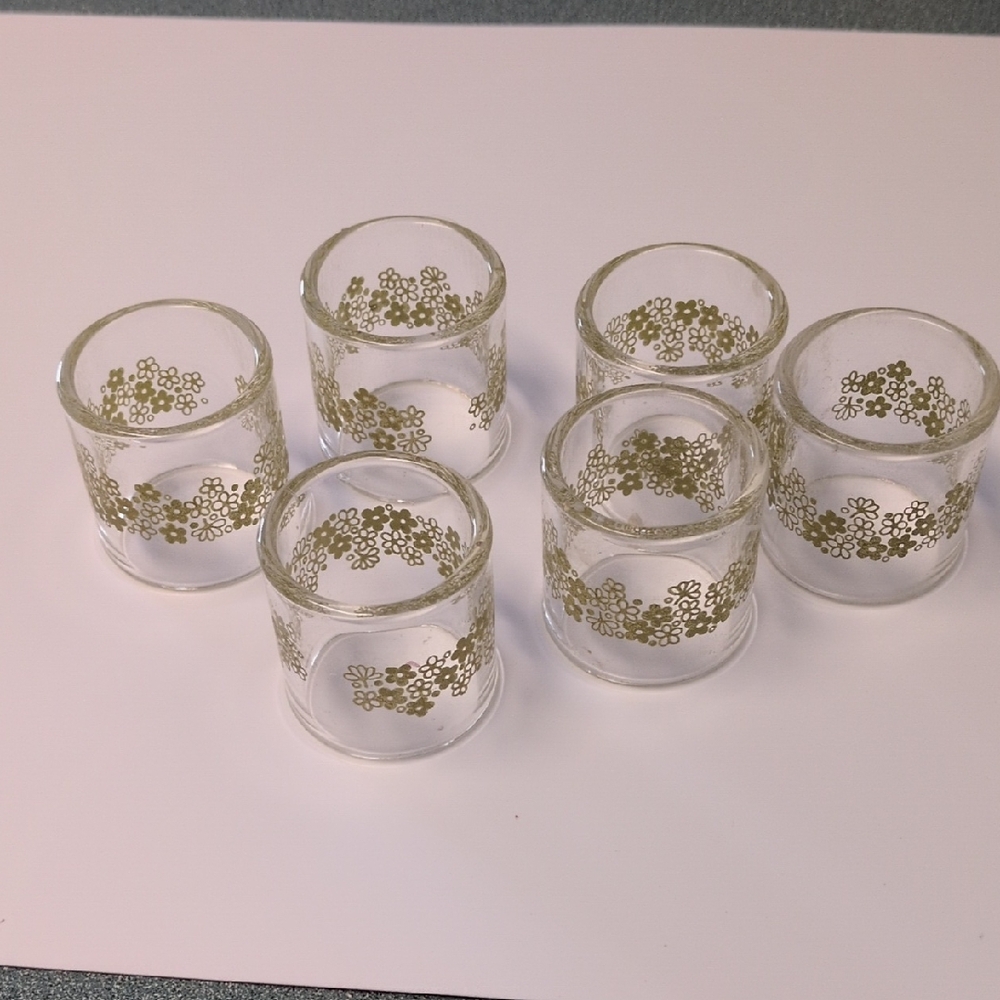 Set of 6 Gold Floral Glass Holders